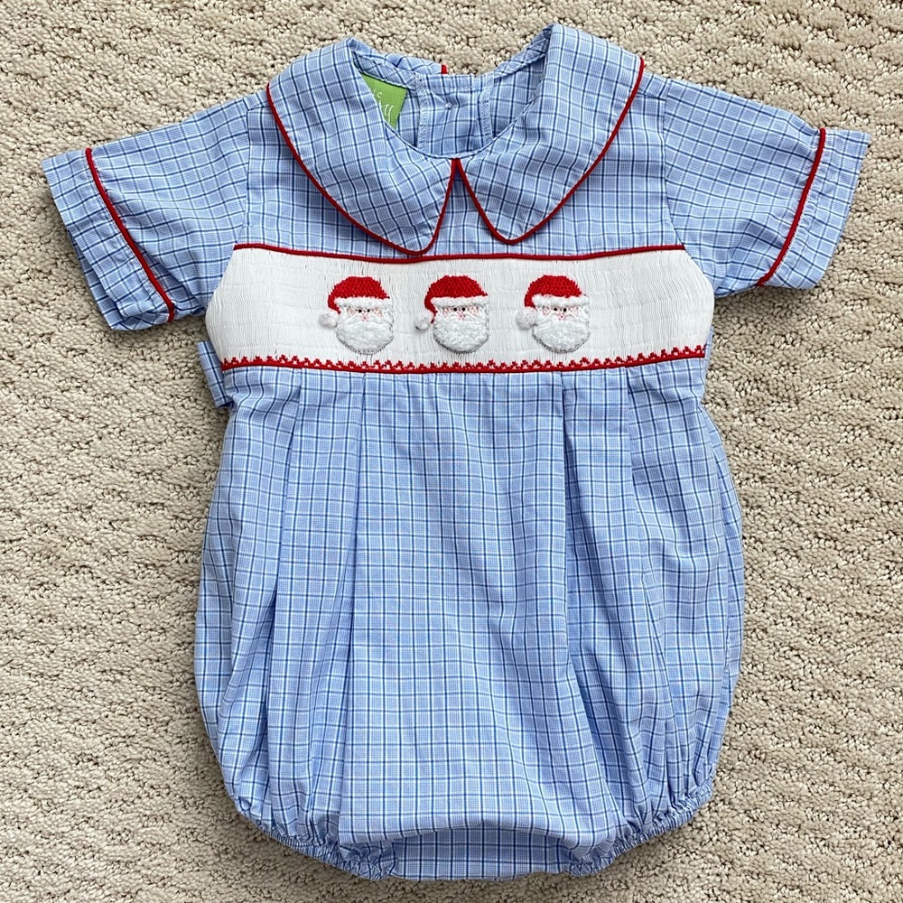 Classic Whimsy Smocked Santa Bubble - size 6M